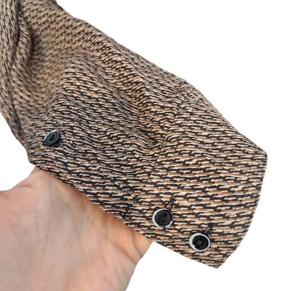 Vince Womens 10 Brown Diagonal Print Long Sleeves V-Neck Placket Silk Blouse - Picture 4 of 10